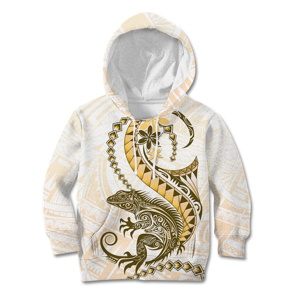 Gold Maori Tuatara Kid Hoodie Luxury Pastel Pattern
