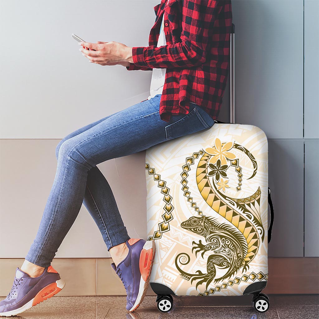 Gold Maori Tuatara Luggage Cover Luxury Pastel Pattern