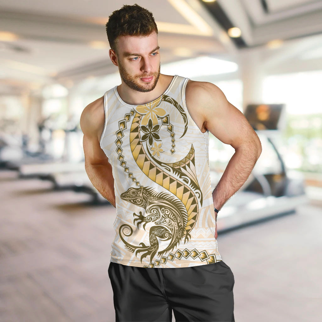 Gold Maori Tuatara Men Tank Top Luxury Pastel Pattern LT01 Gold - Polynesian Pride