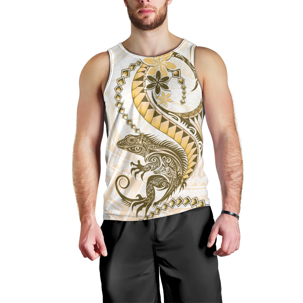 Gold Maori Tuatara Men Tank Top Luxury Pastel Pattern LT01 - Polynesian Pride