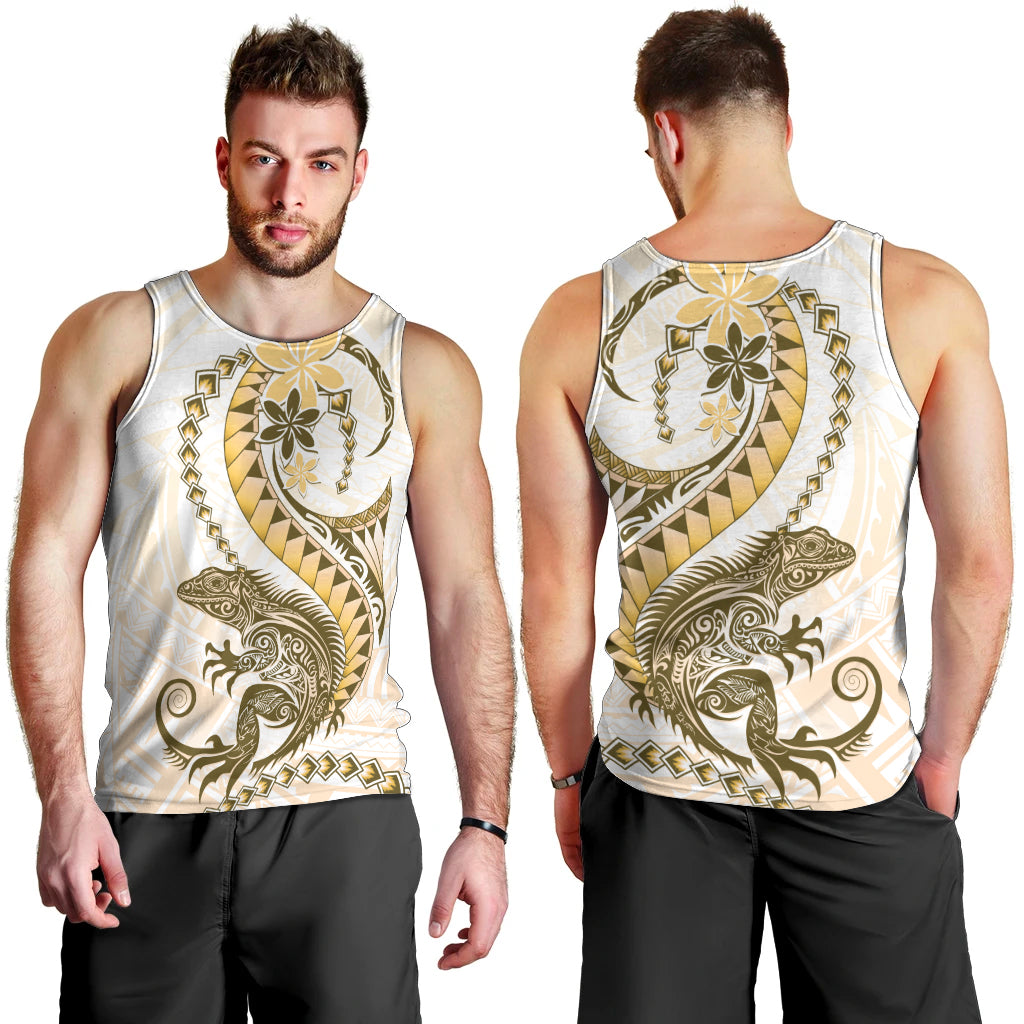 Gold Maori Tuatara Men Tank Top Luxury Pastel Pattern LT01 - Polynesian Pride