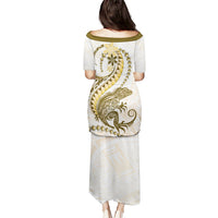 Gold Maori Tuatara Puletasi Luxury Pastel Pattern LT01 - Polynesian Pride