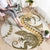 Gold Maori Tuatara Round Carpet Luxury Pastel Pattern