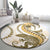 Gold Maori Tuatara Round Carpet Luxury Pastel Pattern