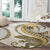 Gold Maori Tuatara Round Carpet Luxury Pastel Pattern