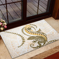 Gold Maori Tuatara Rubber Doormat Luxury Pastel Pattern LT01 - Polynesian Pride