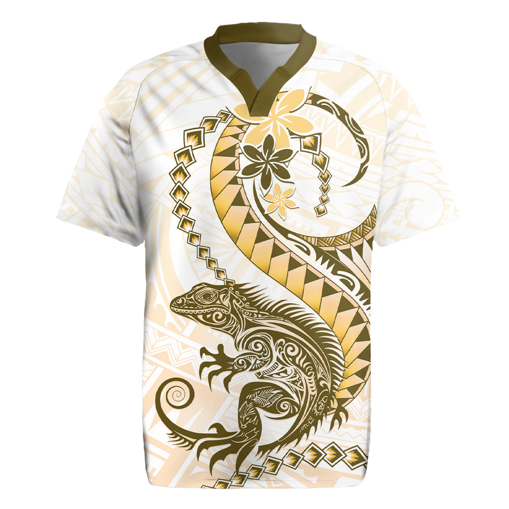 Gold Maori Tuatara Rugby Jersey Luxury Pastel Pattern LT01 Gold - Polynesian Pride