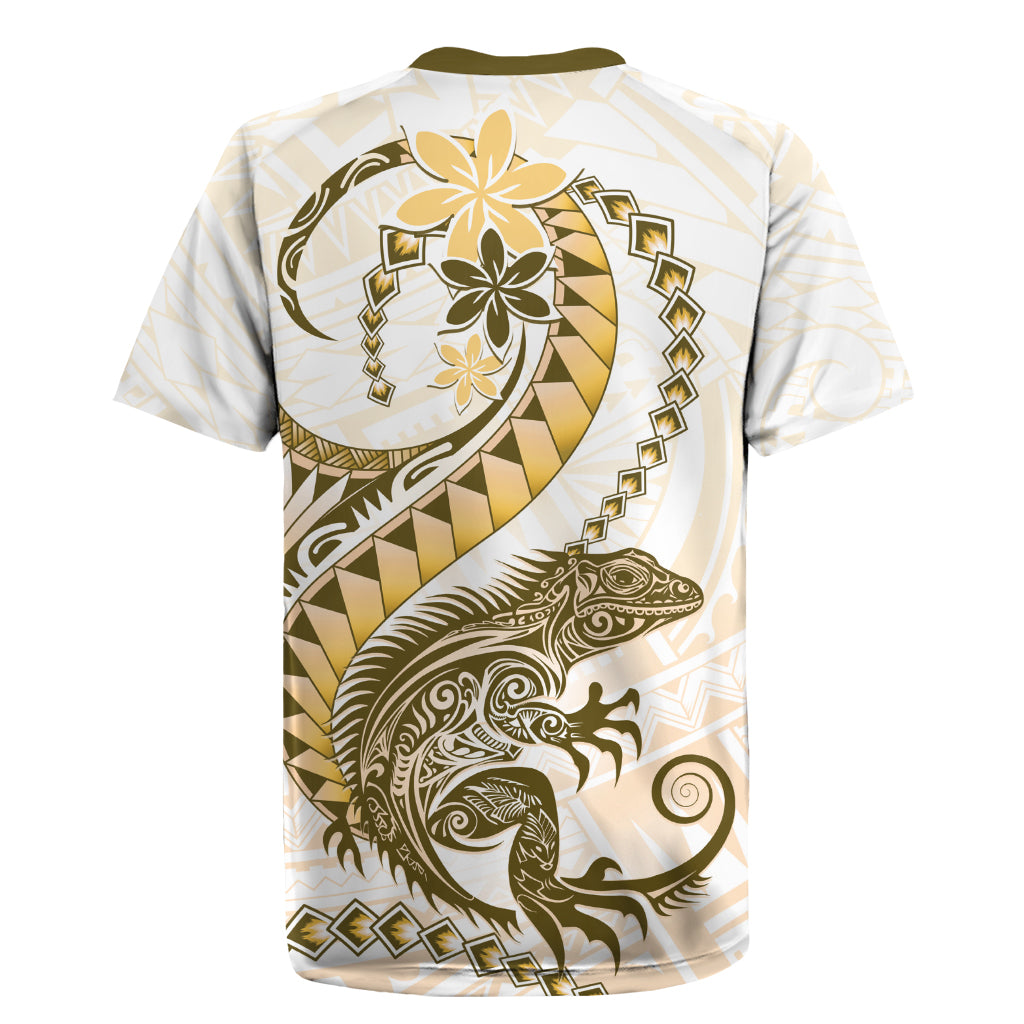 Gold Maori Tuatara Rugby Jersey Luxury Pastel Pattern LT01 - Polynesian Pride