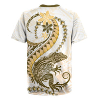 Gold Maori Tuatara Rugby Jersey Luxury Pastel Pattern LT01 - Polynesian Pride