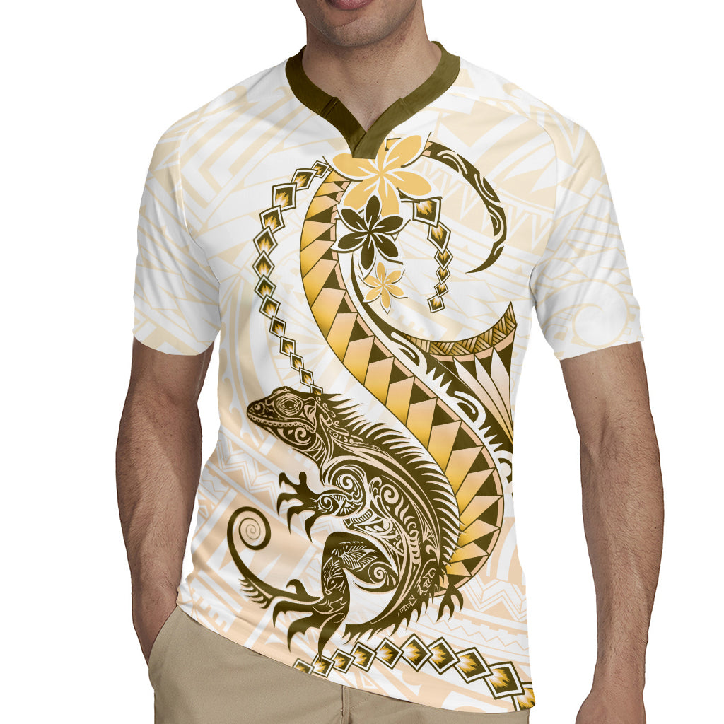 Gold Maori Tuatara Rugby Jersey Luxury Pastel Pattern LT01 - Polynesian Pride