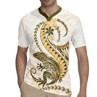Gold Maori Tuatara Rugby Jersey Luxury Pastel Pattern LT01 - Polynesian Pride
