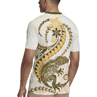 Gold Maori Tuatara Rugby Jersey Luxury Pastel Pattern LT01 - Polynesian Pride