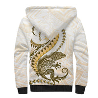 Gold Maori Tuatara Sherpa Hoodie Luxury Pastel Pattern LT01 - Polynesian Pride