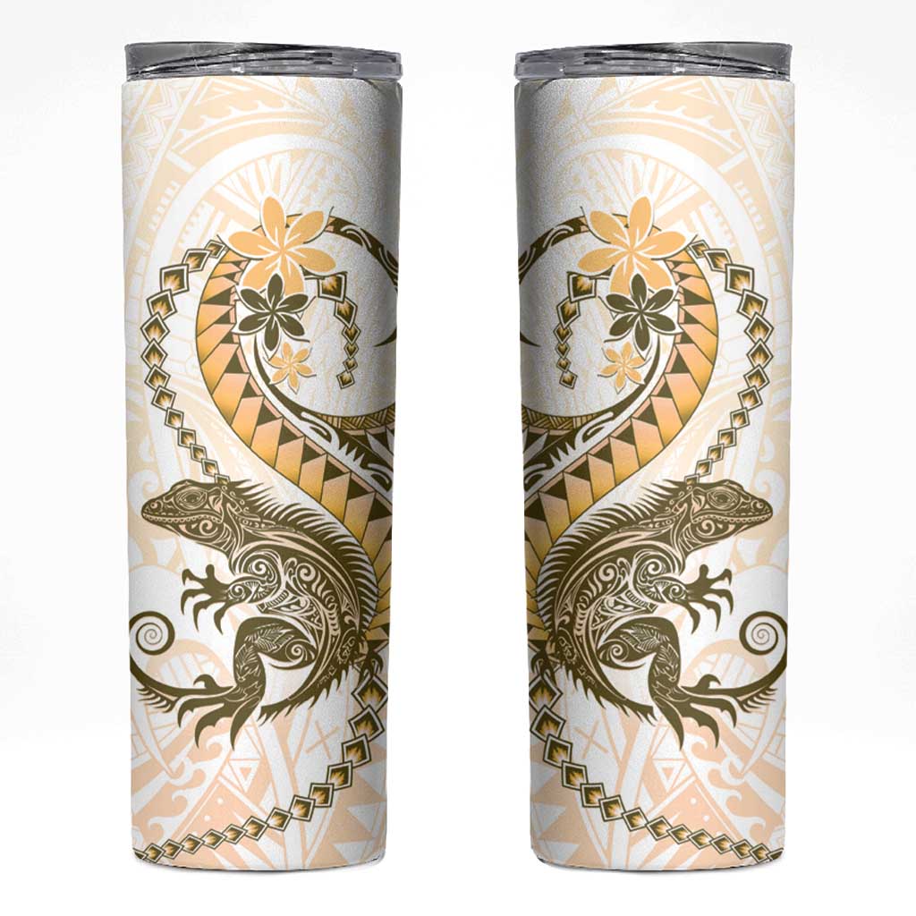 Gold Maori Tuatara Skinny Tumbler Luxury Pastel Pattern