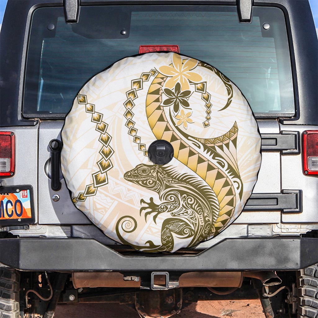 Gold Maori Tuatara Spare Tire Cover Luxury Pastel Pattern