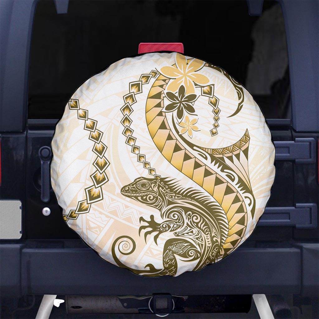 Gold Maori Tuatara Spare Tire Cover Luxury Pastel Pattern LT01 - Polynesian Pride