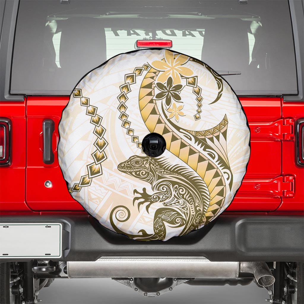 Gold Maori Tuatara Spare Tire Cover Luxury Pastel Pattern LT01 - Polynesian Pride