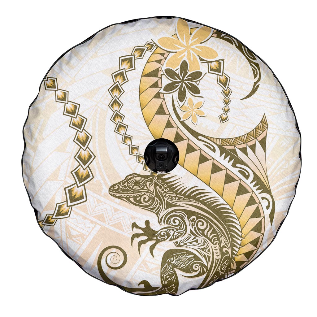 Gold Maori Tuatara Spare Tire Cover Luxury Pastel Pattern LT01 - Polynesian Pride