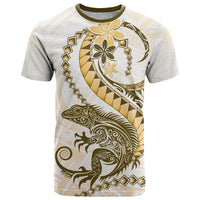 Gold Maori Tuatara T Shirt Luxury Pastel Pattern