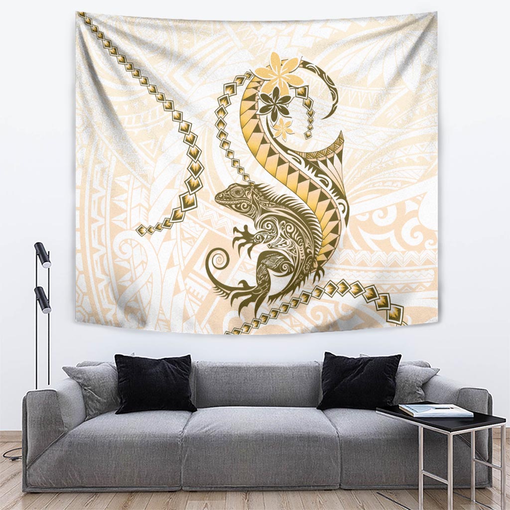 Gold Maori Tuatara Tapestry Luxury Pastel Pattern