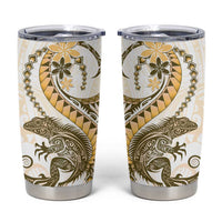 Gold Maori Tuatara Tumbler Cup Luxury Pastel Pattern LT01 Gold - Polynesian Pride