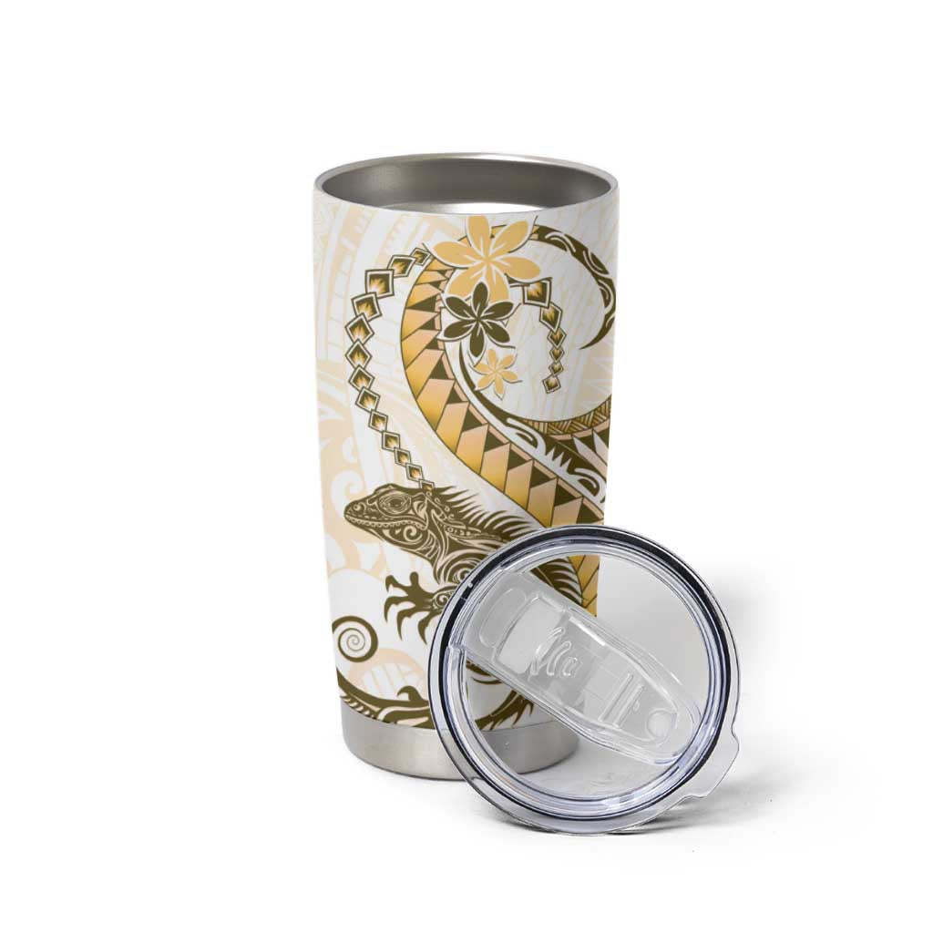 Gold Maori Tuatara Tumbler Cup Luxury Pastel Pattern LT01 - Polynesian Pride