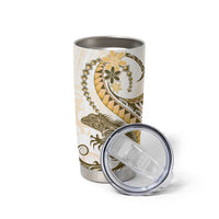 Gold Maori Tuatara Tumbler Cup Luxury Pastel Pattern LT01 - Polynesian Pride