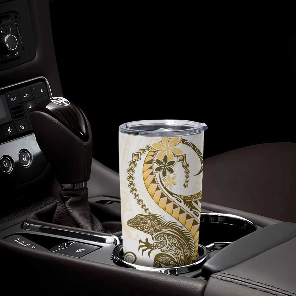 Gold Maori Tuatara Tumbler Cup Luxury Pastel Pattern LT01 - Polynesian Pride