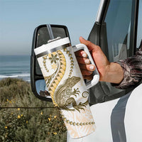 Gold Maori Tuatara Tumbler With Handle Luxury Pastel Pattern LT01 - Polynesian Pride