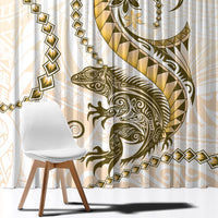 Gold Maori Tuatara Window Curtain Luxury Pastel Pattern LT01 - Polynesian Pride