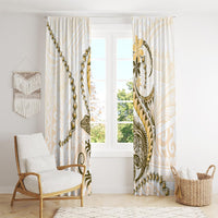 Gold Maori Tuatara Window Curtain Luxury Pastel Pattern LT01 - Polynesian Pride