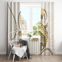 Gold Maori Tuatara Window Curtain Luxury Pastel Pattern LT01 - Polynesian Pride