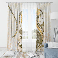 Gold Maori Tuatara Window Curtain Luxury Pastel Pattern LT01 - Polynesian Pride