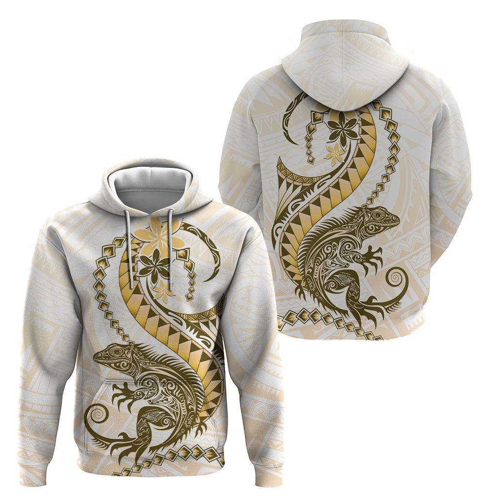 Gold Maori Tuatara Zip Hoodie Luxury Pastel Pattern