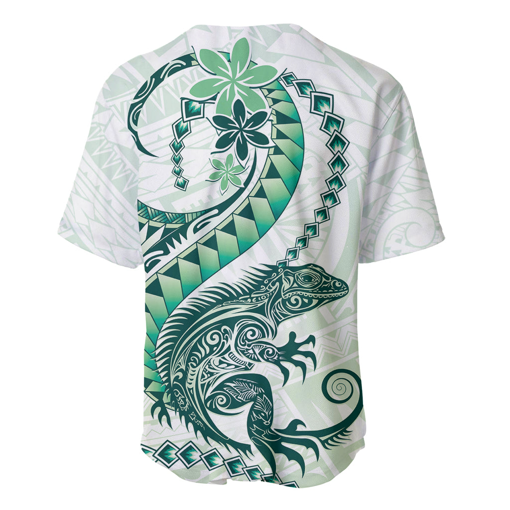 Green Maori Tuatara Baseball Jersey Luxury Pastel Pattern