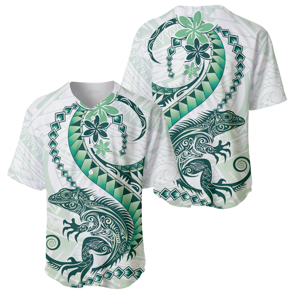 Green Maori Tuatara Baseball Jersey Luxury Pastel Pattern