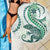 Green Maori Tuatara Beach Blanket Luxury Pastel Pattern