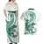 Green Maori Tuatara Couples Matching Off Shoulder Maxi Dress and Hawaiian Shirt Luxury Pastel Pattern