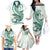 Green Maori Tuatara Family Matching Off The Shoulder Long Sleeve Dress and Hawaiian Shirt Luxury Pastel Pattern