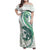 Green Maori Tuatara Family Matching Off Shoulder Maxi Dress and Hawaiian Shirt Luxury Pastel Pattern