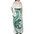 Green Maori Tuatara Family Matching Off Shoulder Maxi Dress and Hawaiian Shirt Luxury Pastel Pattern