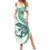 Green Maori Tuatara Family Matching Summer Maxi Dress and Hawaiian Shirt Luxury Pastel Pattern