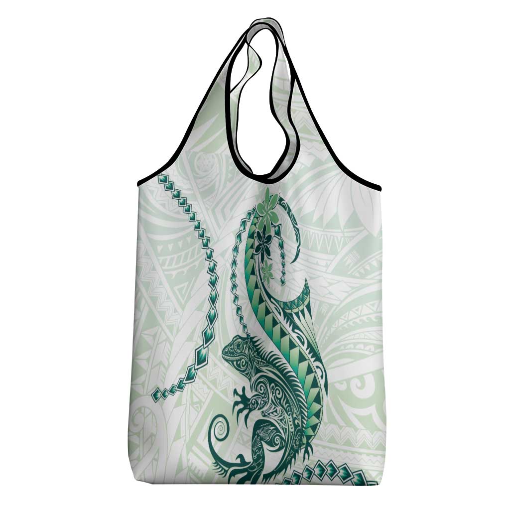 Green Maori Tuatara Grocery Bag Luxury Pastel Pattern LT01 - Polynesian Pride