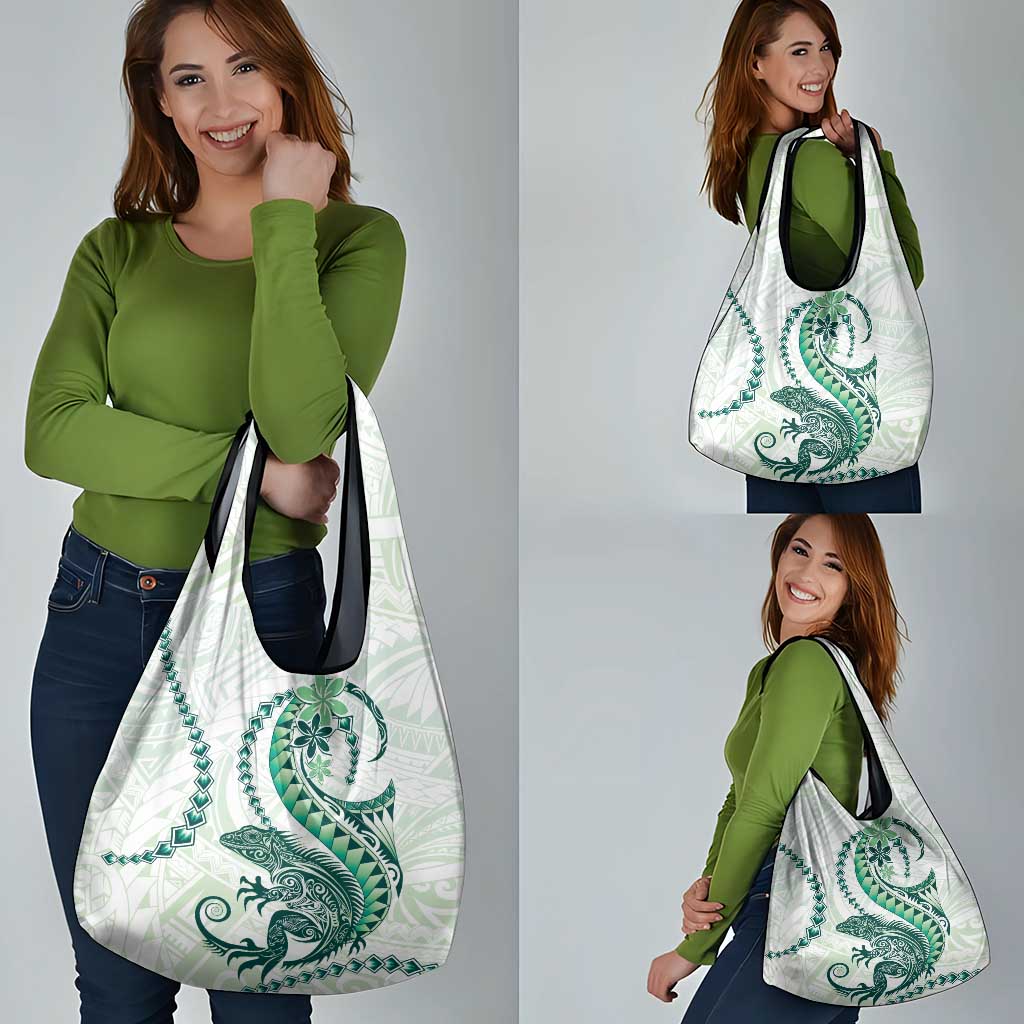 Green Maori Tuatara Grocery Bag Luxury Pastel Pattern LT01 - Polynesian Pride