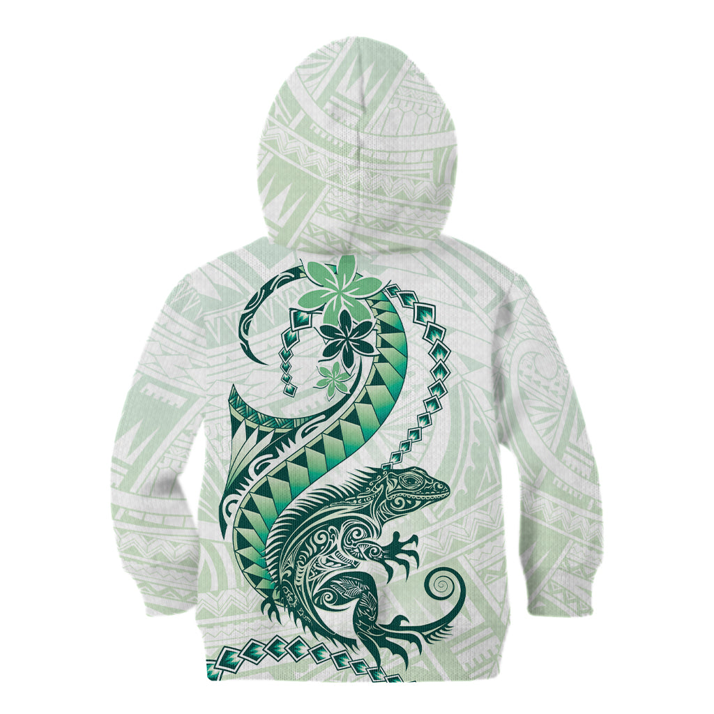 Green Maori Tuatara Kid Hoodie Luxury Pastel Pattern