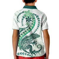Green Maori Tuatara Kid Polo Shirt Luxury Pastel Pattern