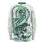 Green Maori Tuatara Long Sleeve Shirt Luxury Pastel Pattern