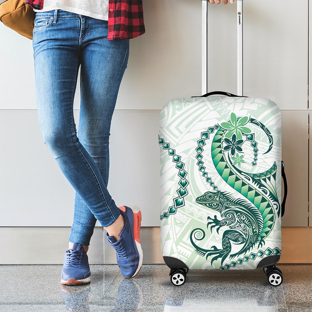 Green Maori Tuatara Luggage Cover Luxury Pastel Pattern