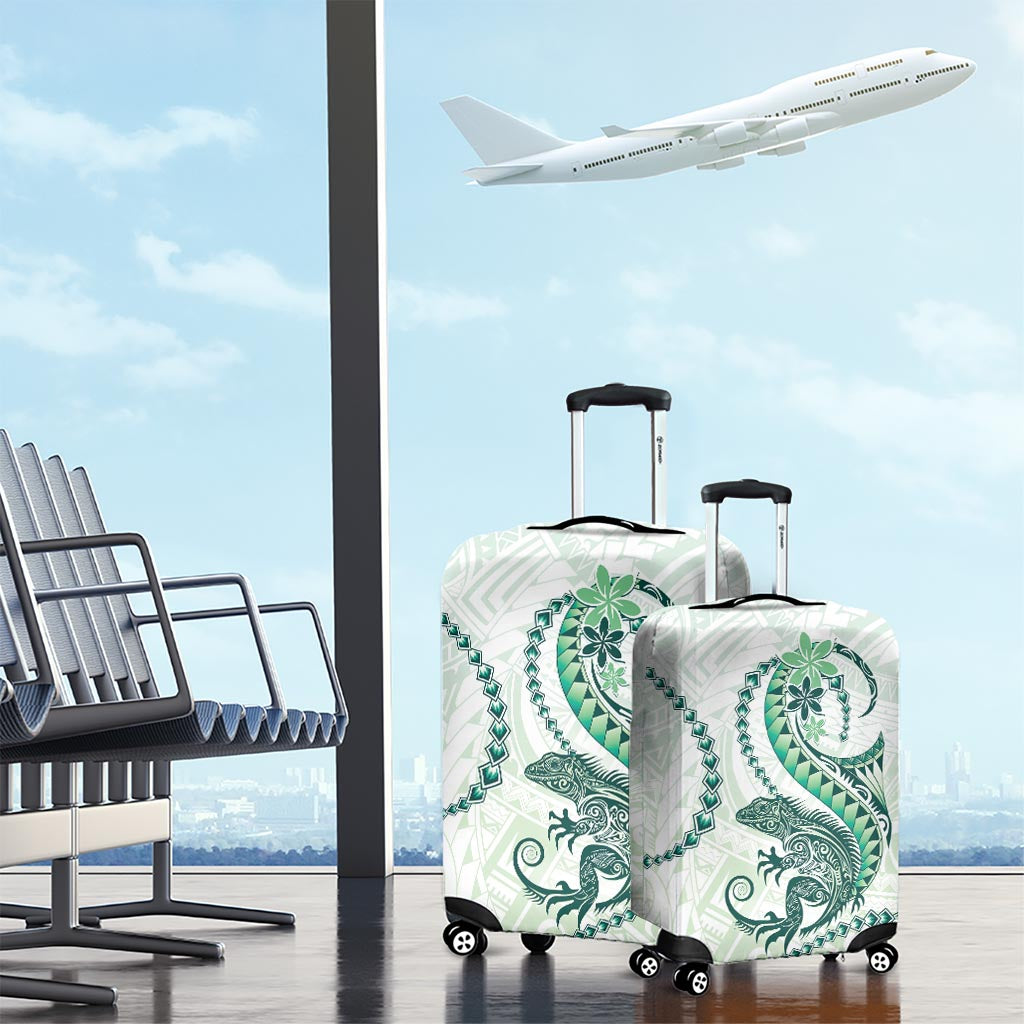 Green Maori Tuatara Luggage Cover Luxury Pastel Pattern