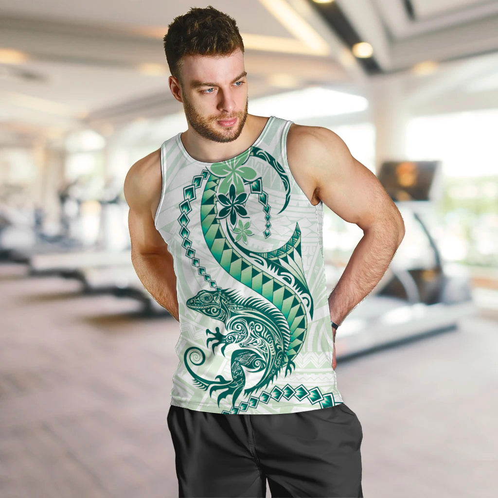 Green Maori Tuatara Men Tank Top Luxury Pastel Pattern